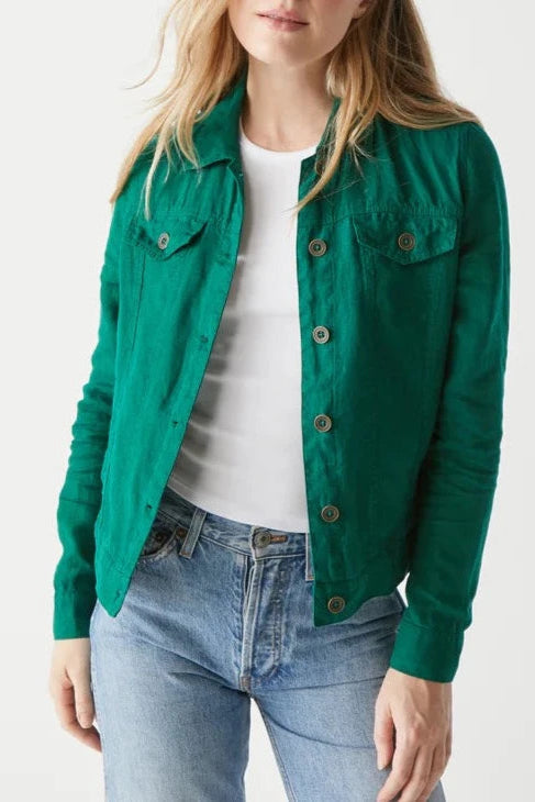 Jean Linen Jacket- Ivy Green
