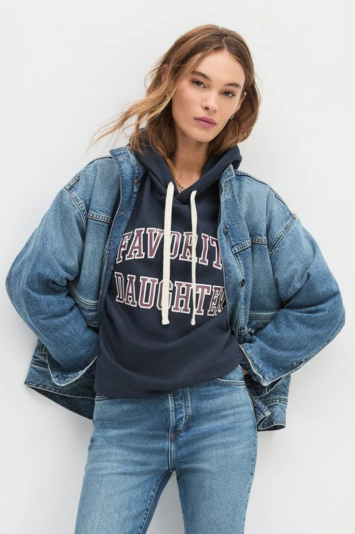 The Collegiate Hoodie- Navy/Burgundy