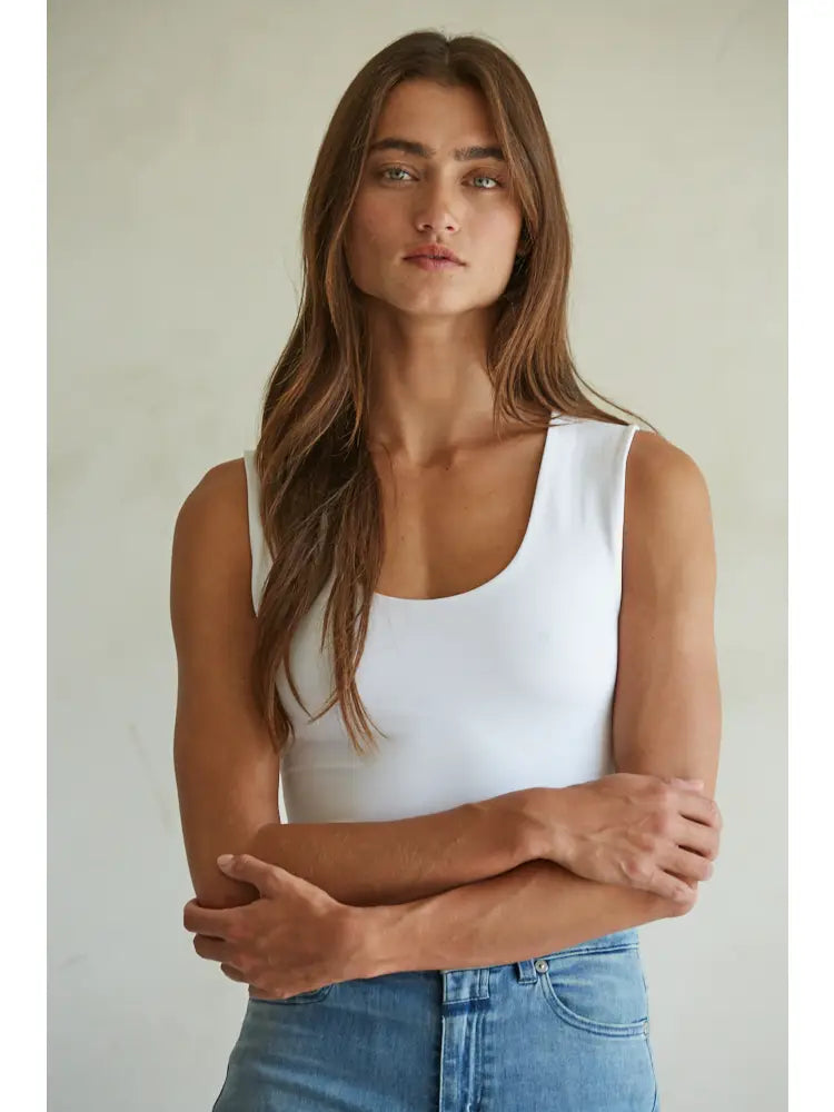 Double Layered Seamless Top- White