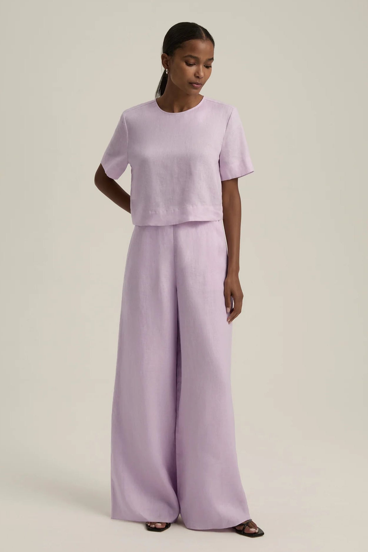 Wide Leg Linen Pant- Wisteria Musk