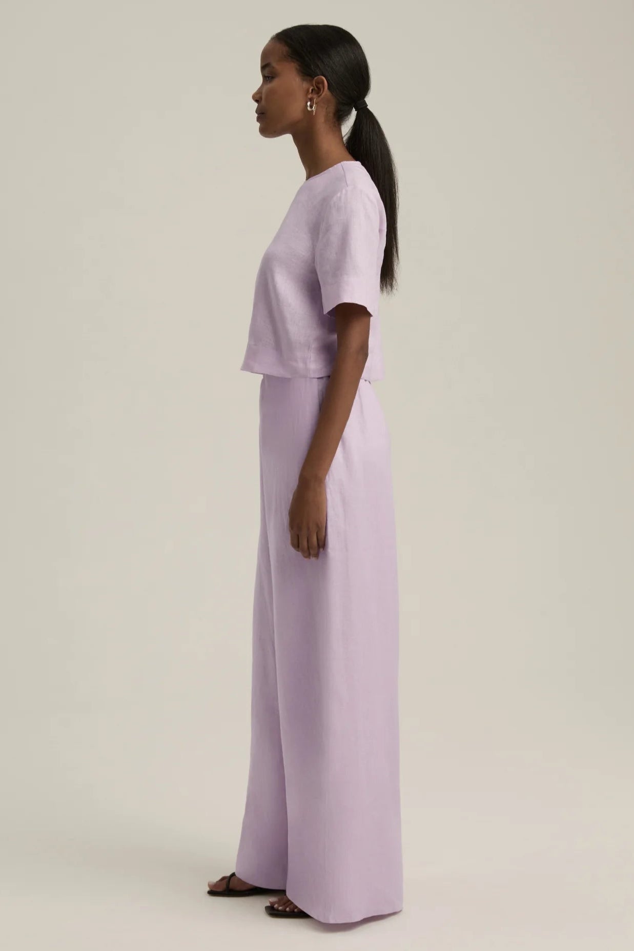 Wide Leg Linen Pant- Wisteria Musk