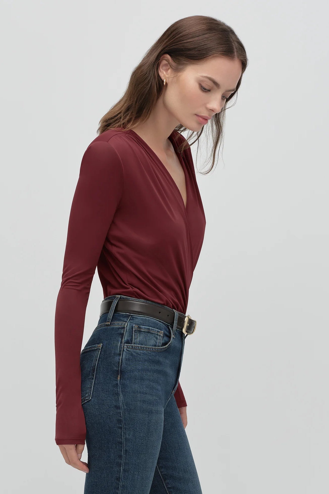 The Slinky Date Blouse- Vino