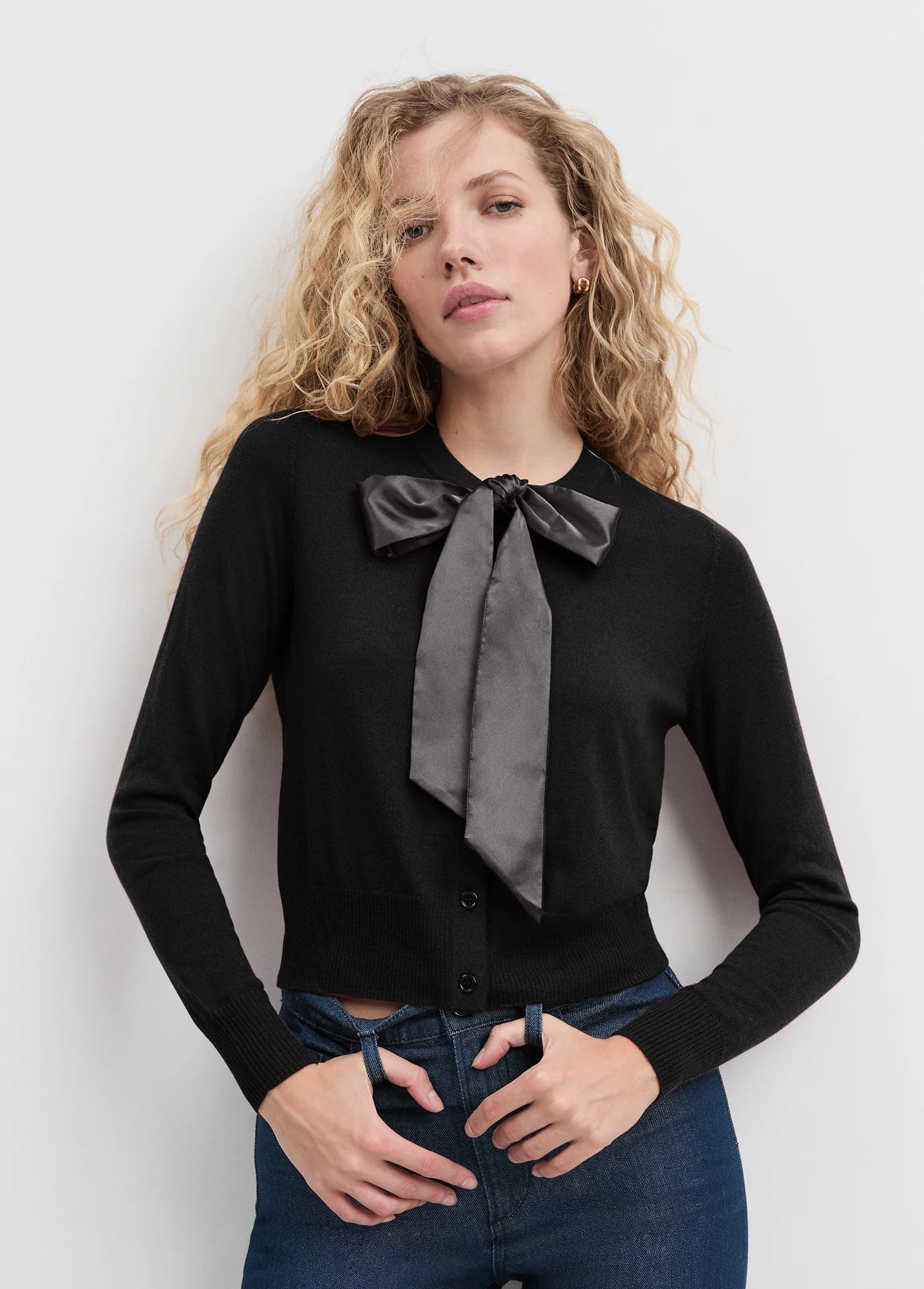 Take A Bow Cardigan- Black