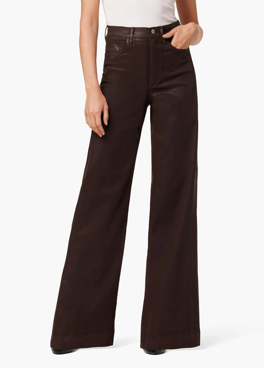 The Mia Coated Wide Leg- Dark Coco Bean**FINAL SALE**