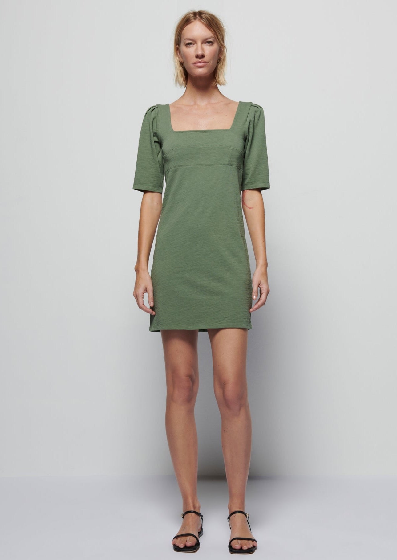 Edith Square Neck Dress- Sea Spray