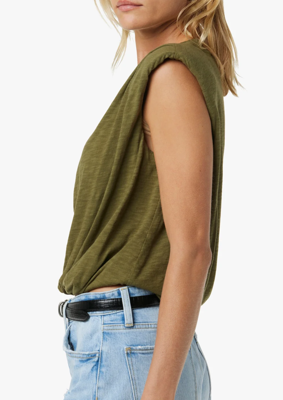 The Arden Sleeveless Tee- Burnt Olive **Final Sale**