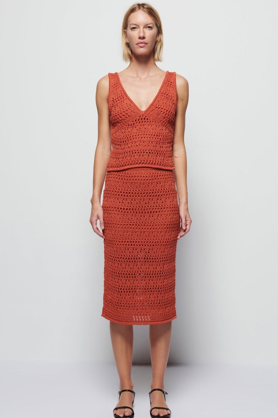 Adriana Crochet Tank- Ginger **Final Sale**