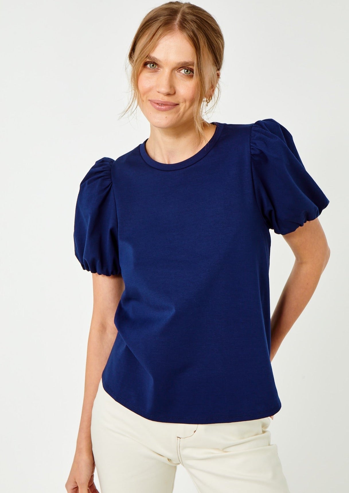 Noemie Puff Sleeve Tee- Ocean Cavern