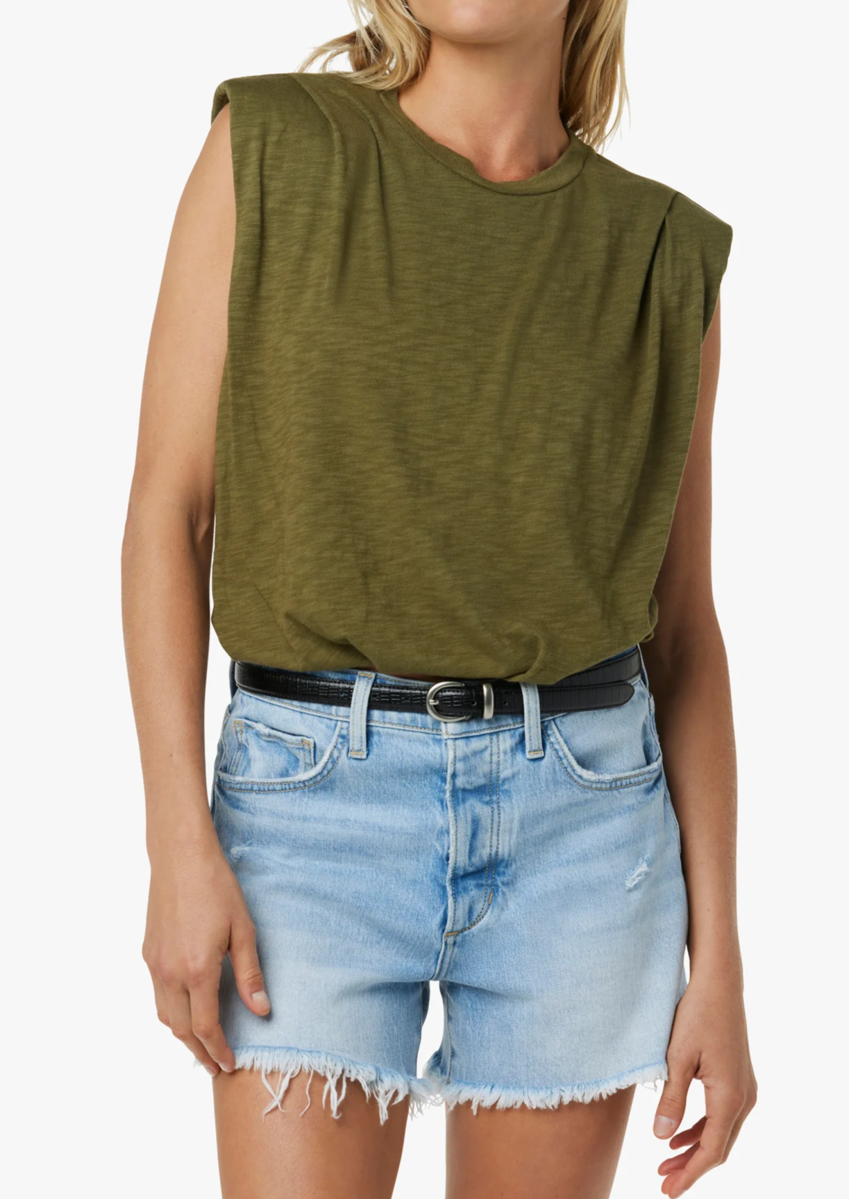 The Arden Sleeveless Tee- Burnt Olive **Final Sale**