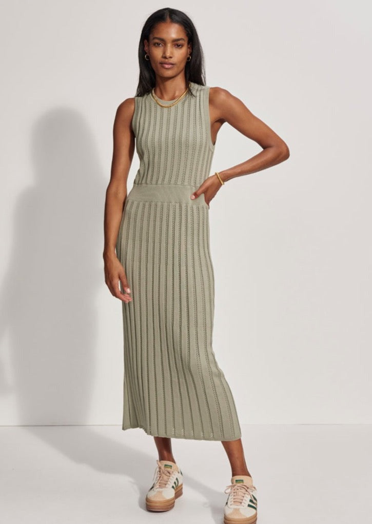 Varley Florian Knit Dress- Seagrass L Varley Florian Knit Dress- Seagrass L
