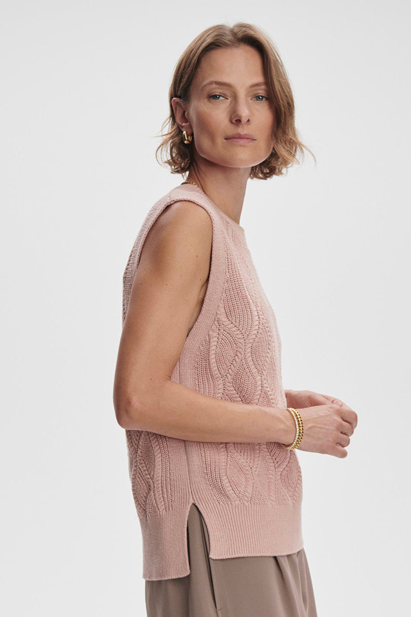Teller Longline Knit Tank- Misty Rose