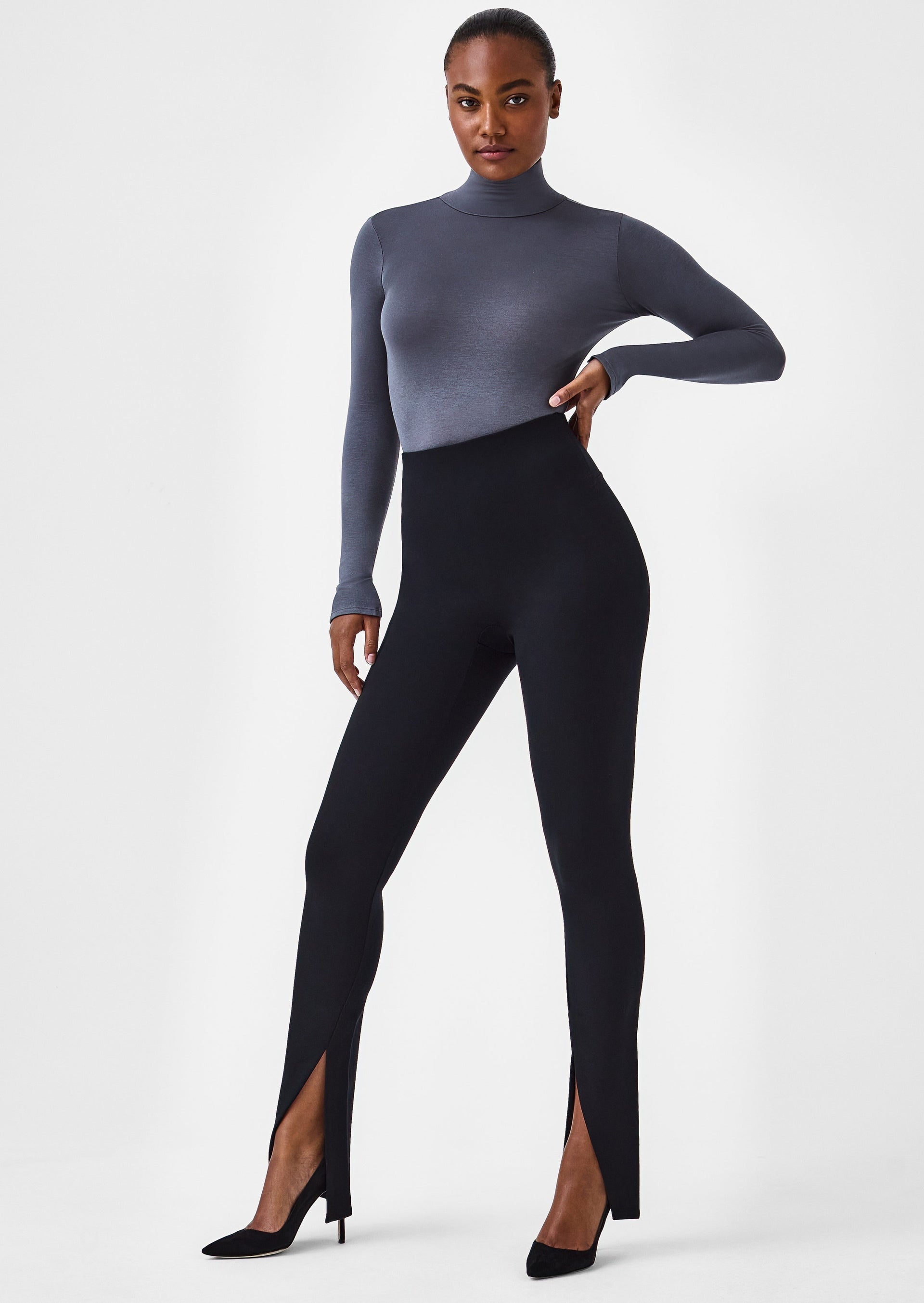 The Perfect Front Slit Legging- Black