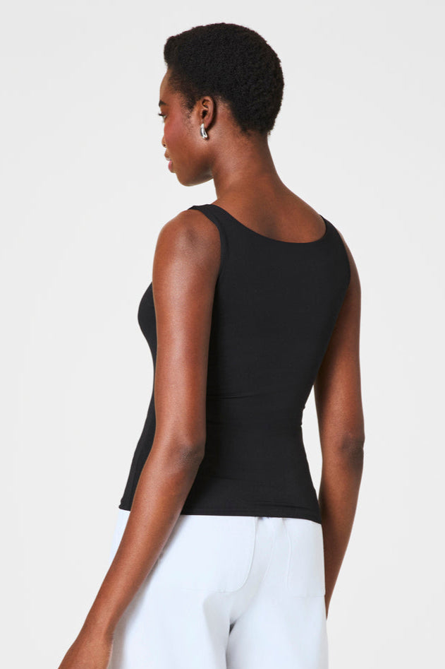 Smoothing Jersey Scoop Tank- Black