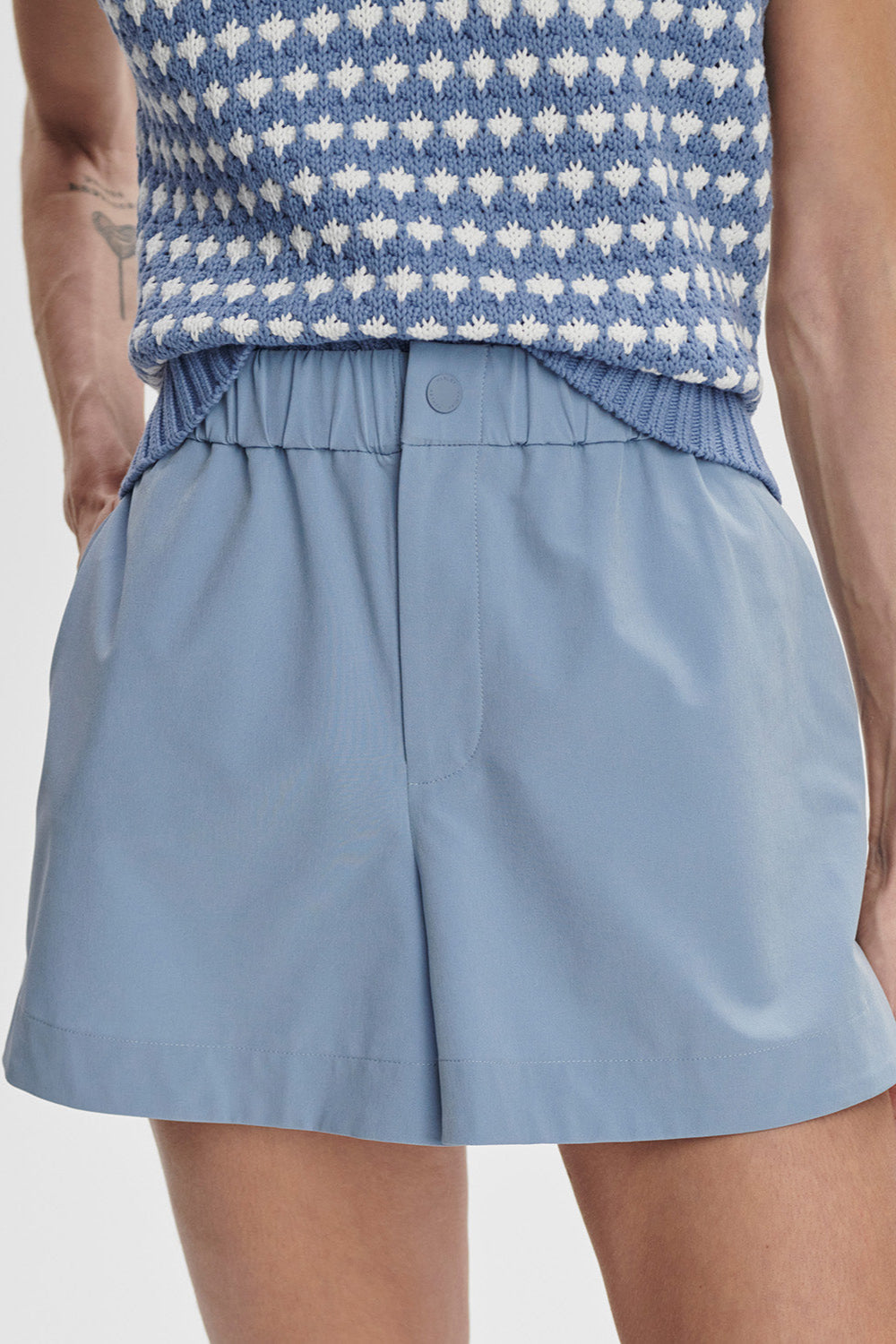 Nila Mid Rise Short- Rain Blue