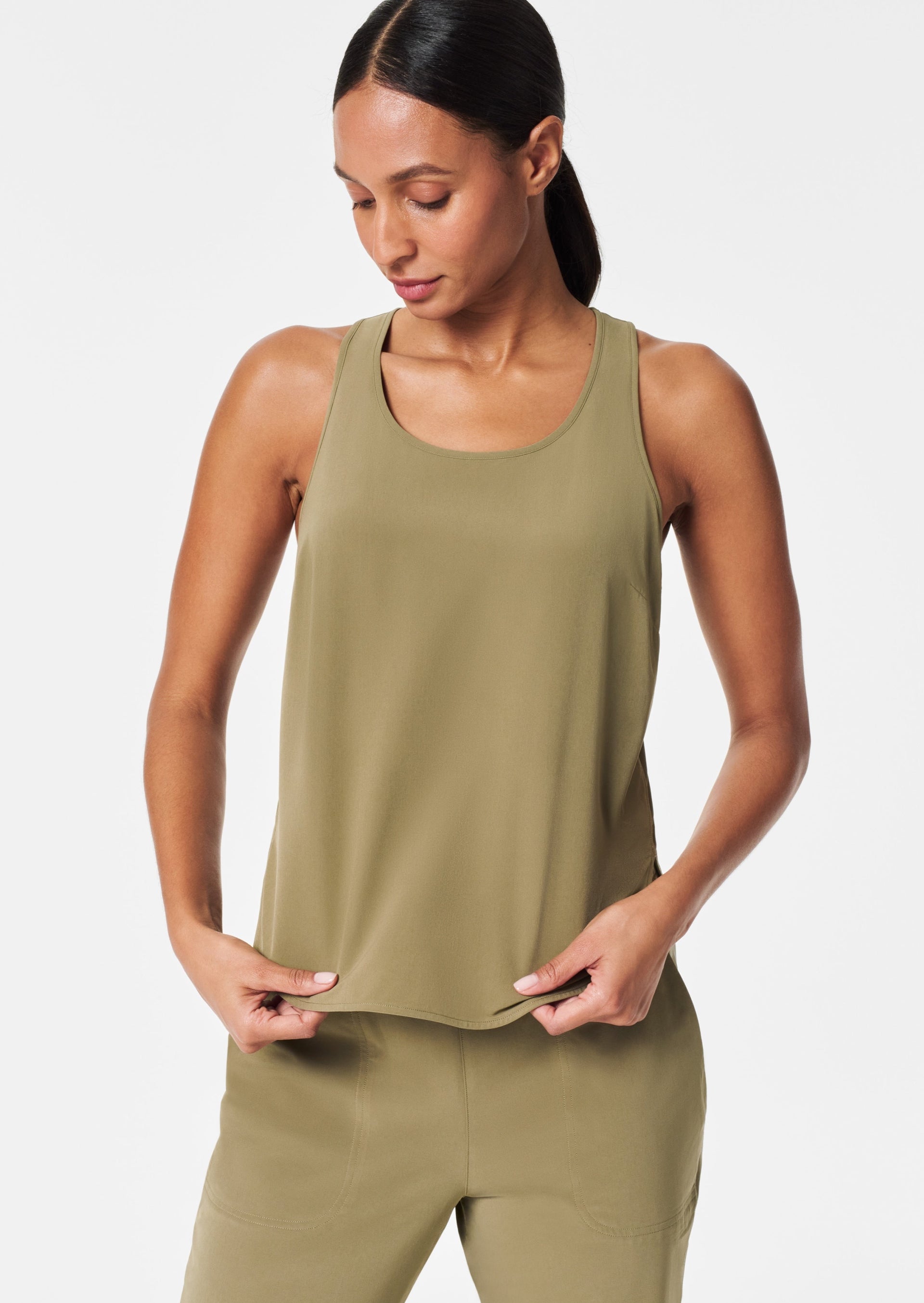 Casual Fridays Curved Hem Tank- Tuscan Olive
