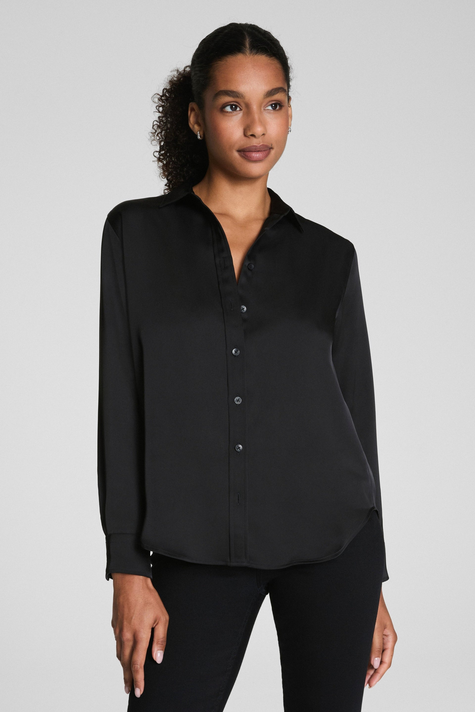 Better Than Silk Button-Down- Black