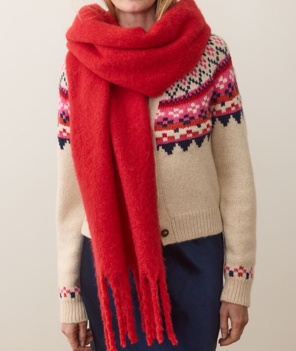 Brushed Scarf- Cherry Red
