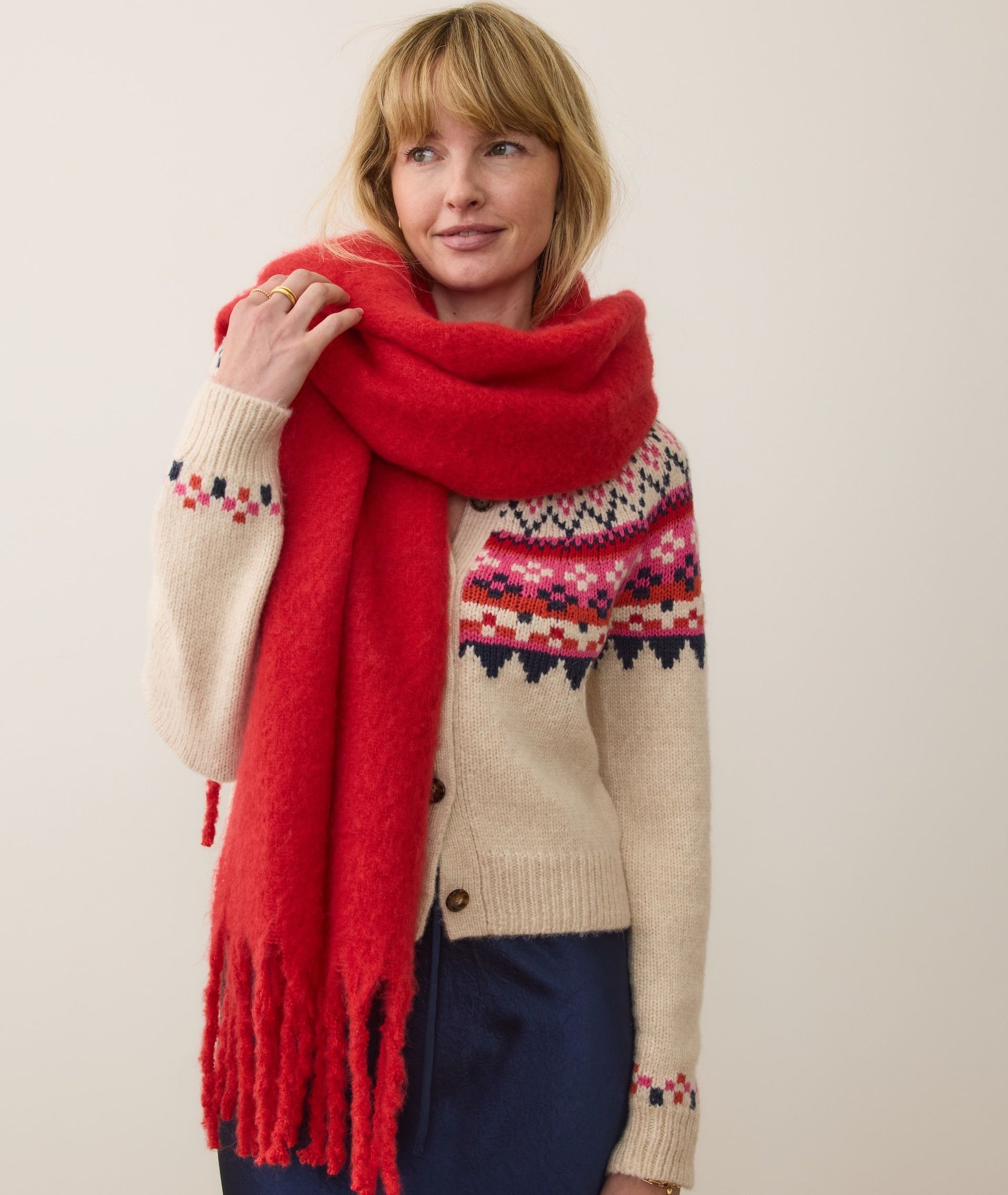 Brushed Scarf- Cherry Red