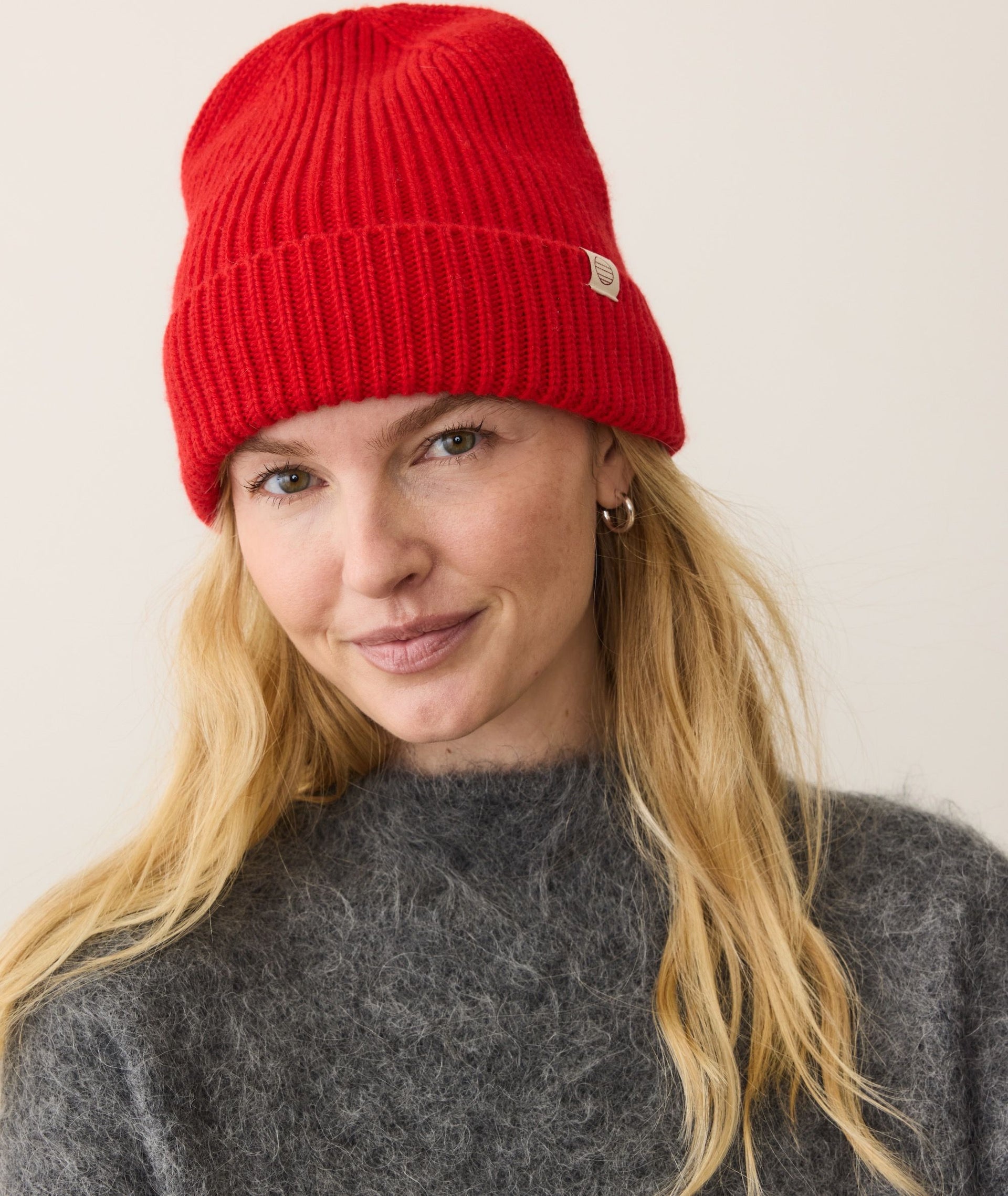 Solid Beanie- Cherry Red