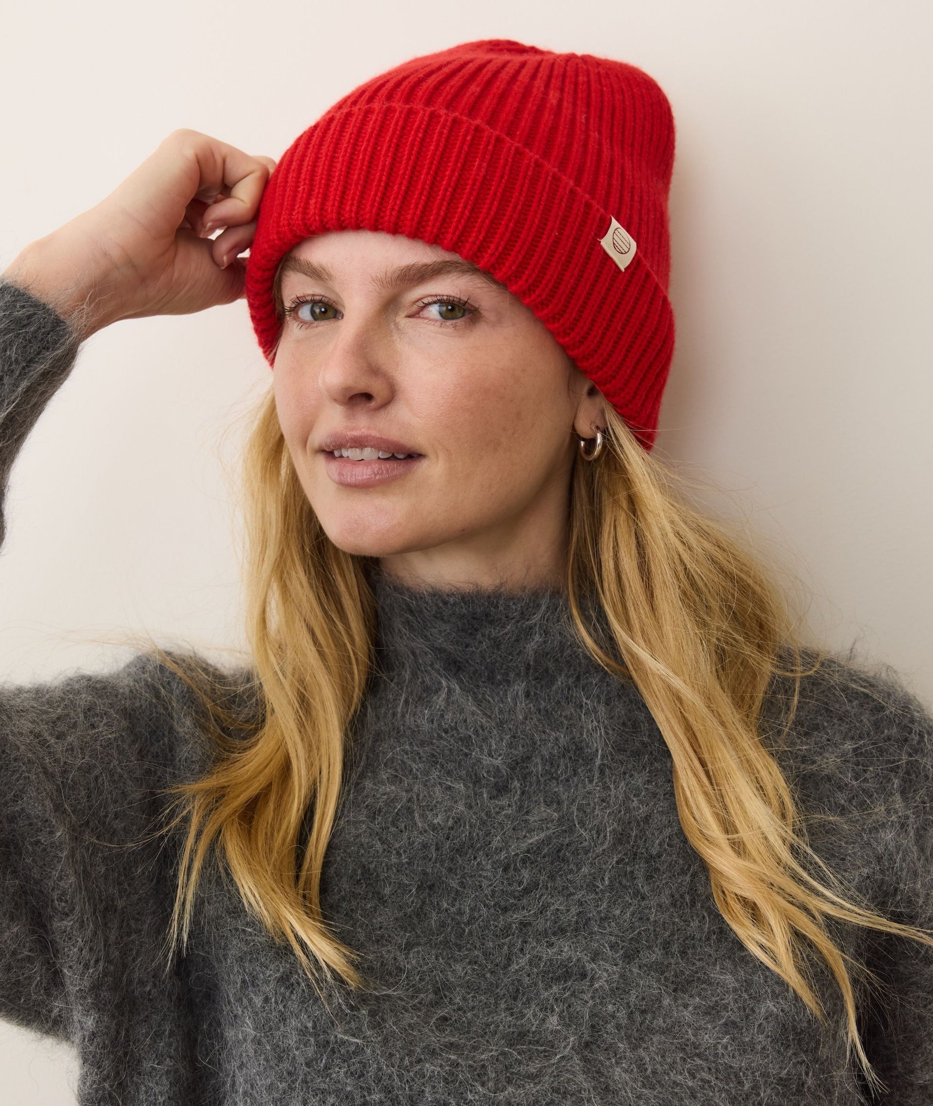 Solid Beanie- Cherry Red