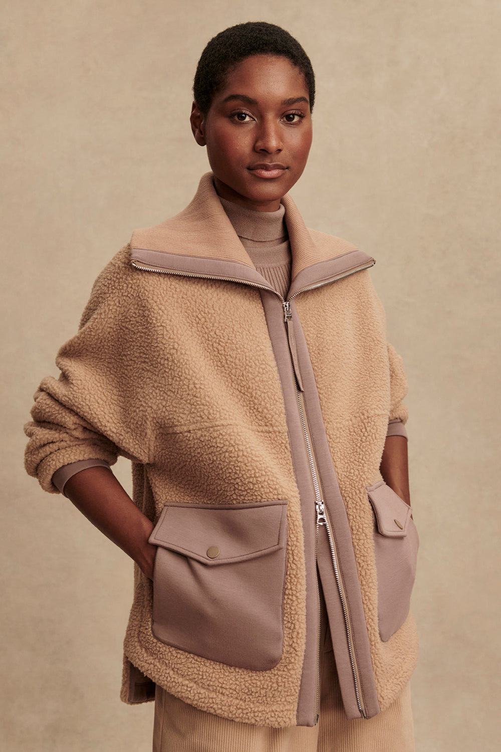 Eleanor Patch Pocket Fleece- Chanterelle