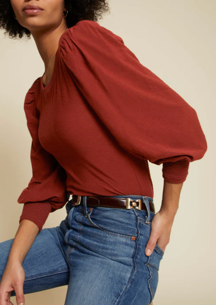 Loren 3/4 Sleeve Tee- Red Clay