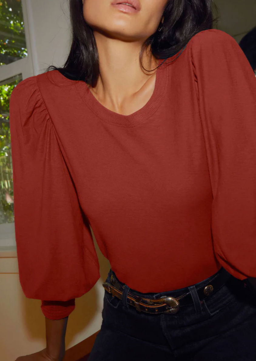 Loren 3/4 Sleeve Tee- Red Clay