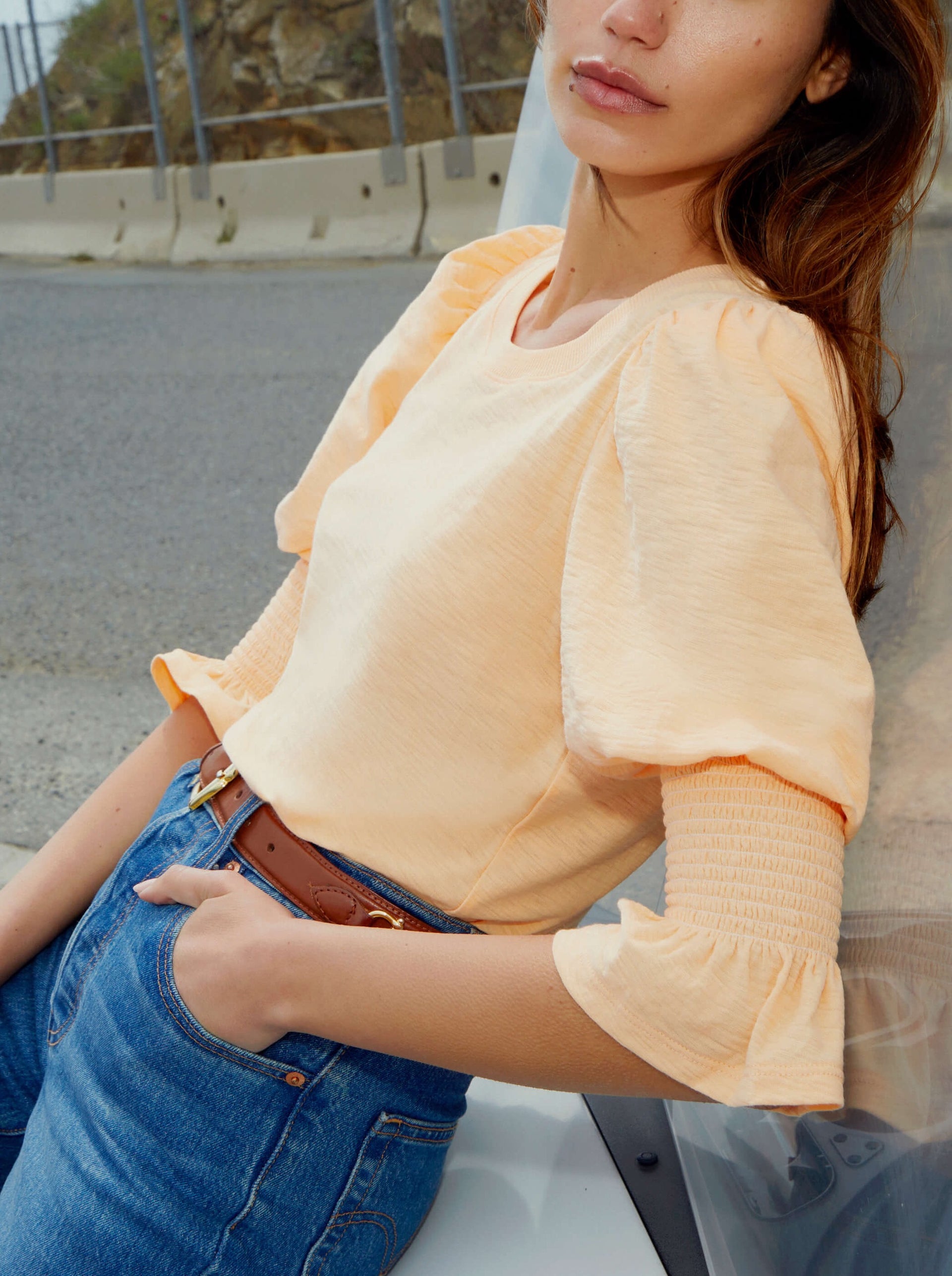 Nation LTD- Cadence Drama Sleeve Tee- Peach**FINAL SALE**