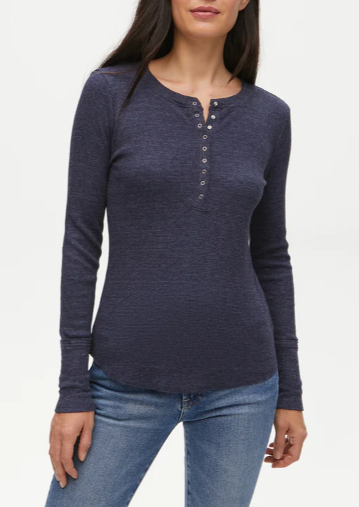 Regan Thermal Henley Long Sleeve Tee- Admiral