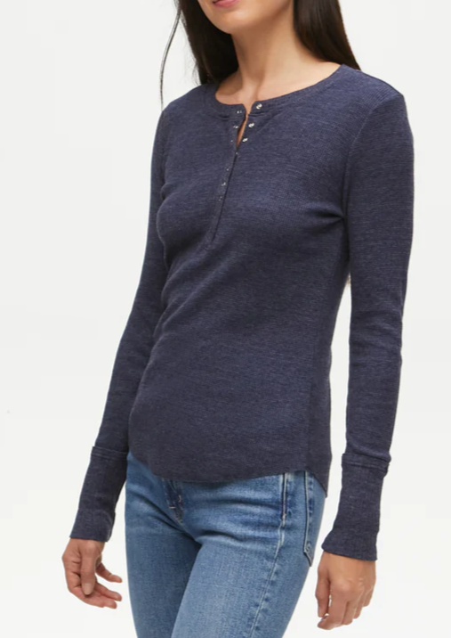 Regan Thermal Henley Long Sleeve Tee- Admiral