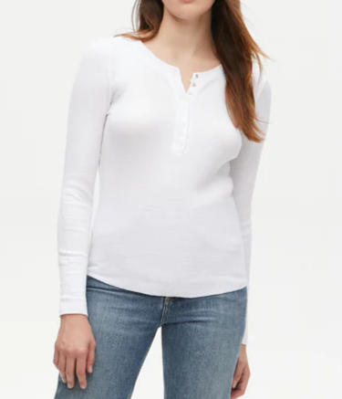 Regan Thermal Henley Long Sleeve Tee-White