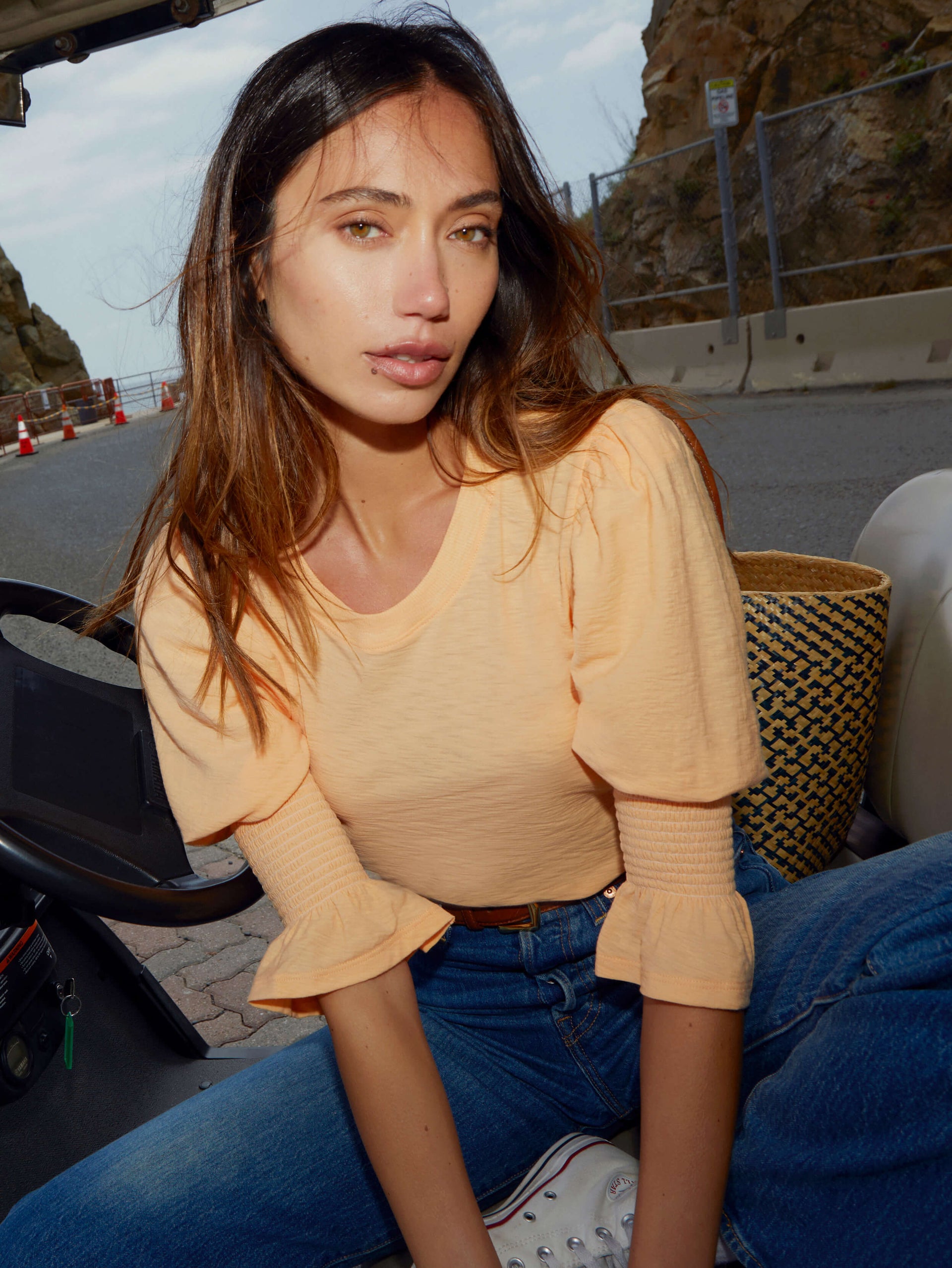 Nation LTD- Cadence Drama Sleeve Tee- Peach**FINAL SALE**
