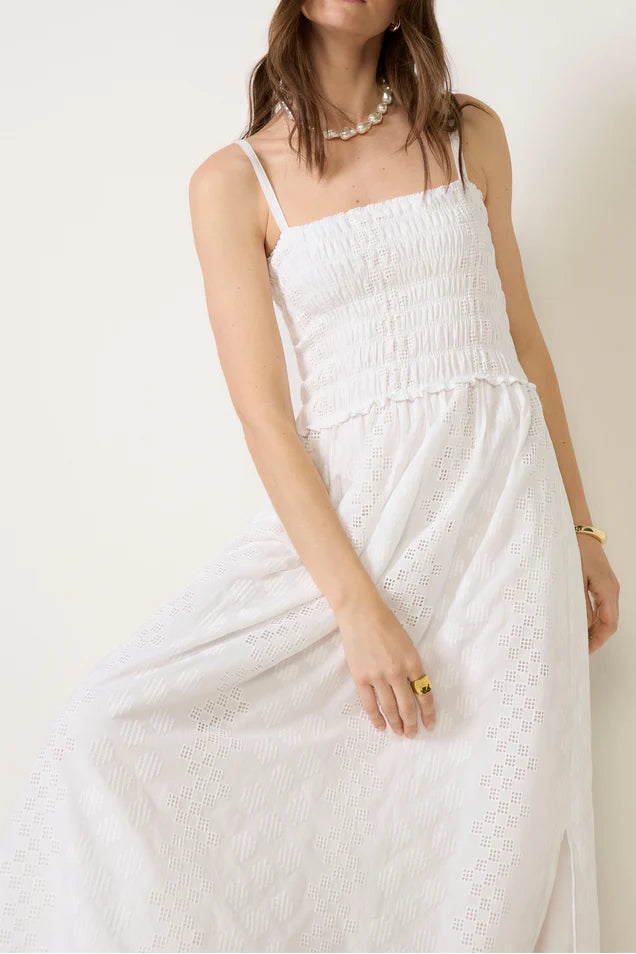 Kenzie Geo Eyelet Dress- White