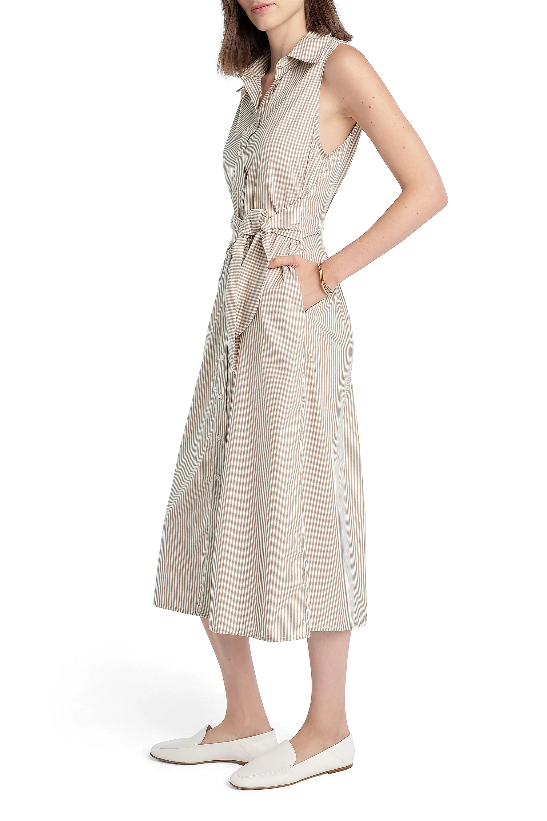 The Good Behavior Dress- Soft Taupe Stripe
