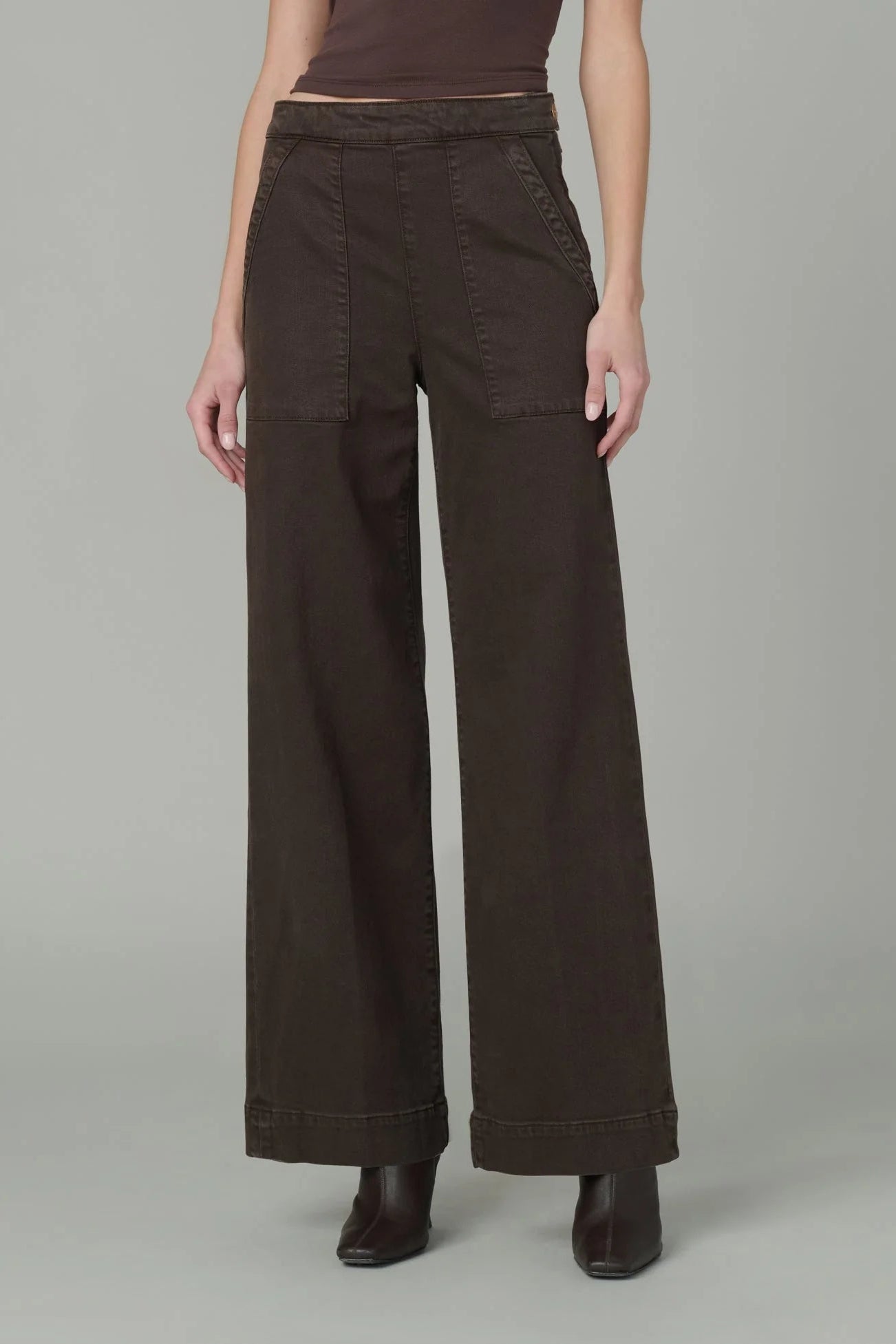The Side Zip Wide Leg- Coffee Bean