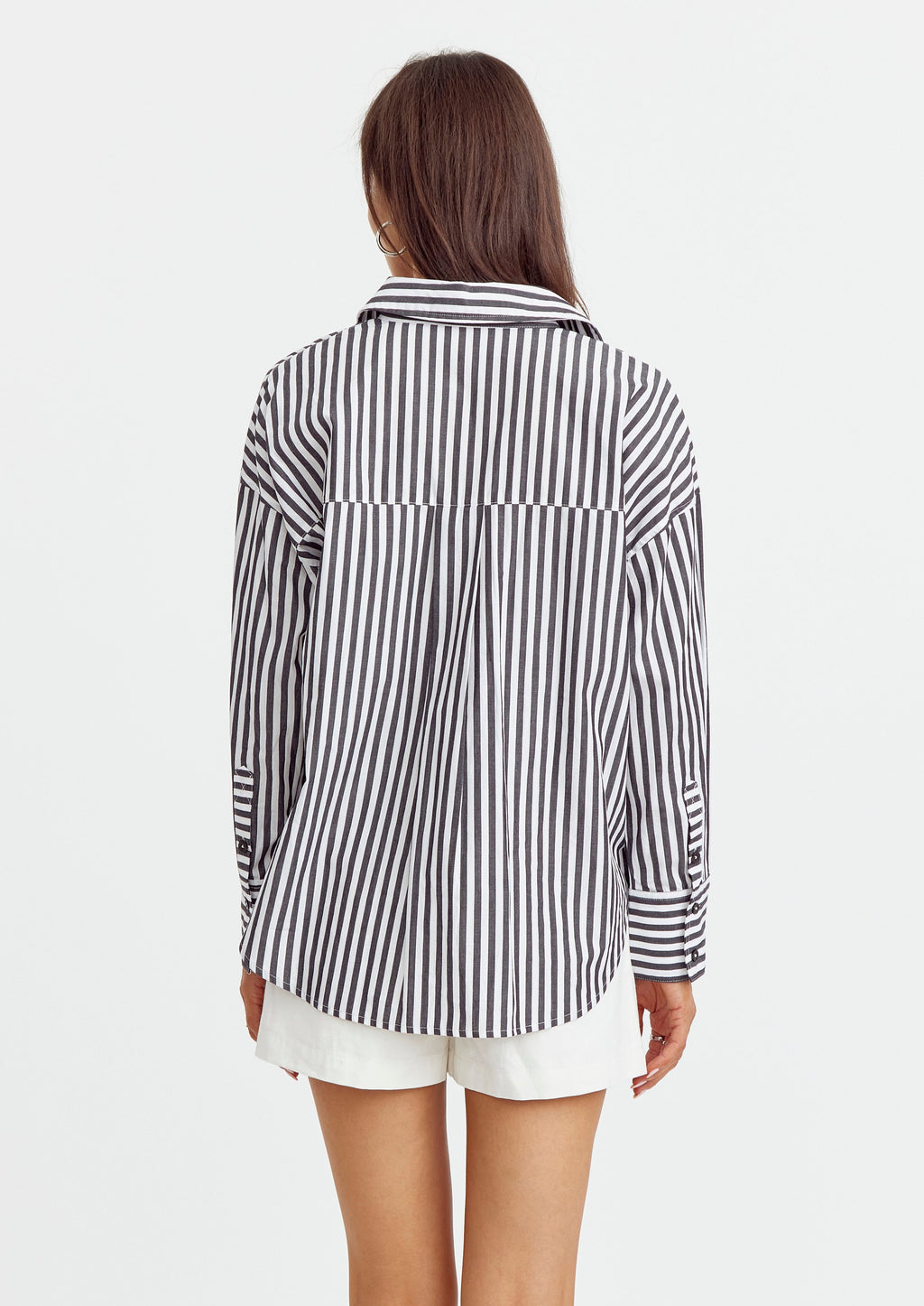 Wendy Stripe Boyfriend Shirt- Black and White