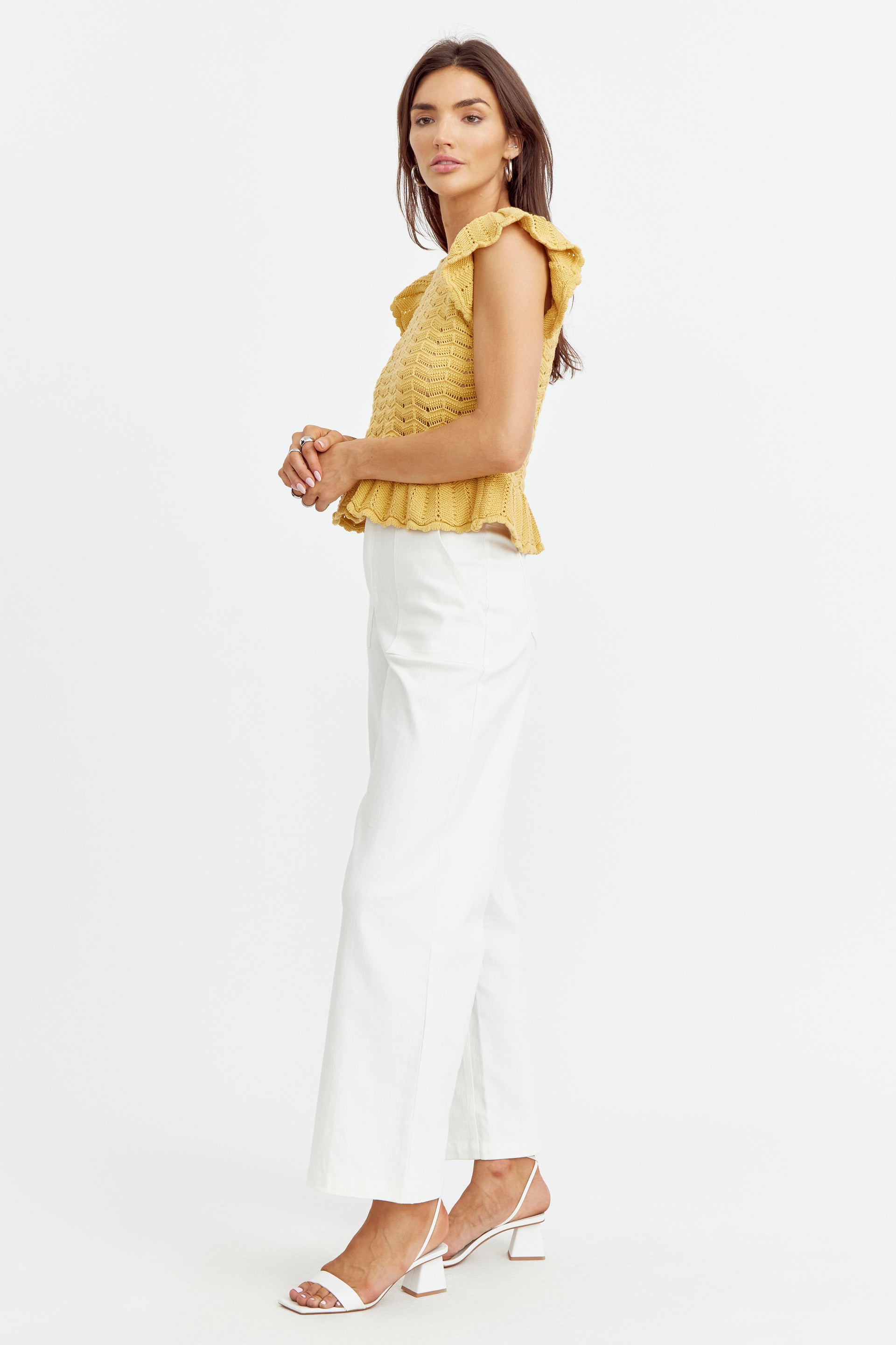 Sensi Knit Ruffle Sleeve Top- Sunflower Yellow