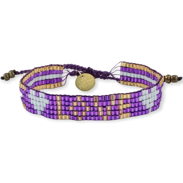 Seed Bead Love with Hearts Bracelet- Amethyst