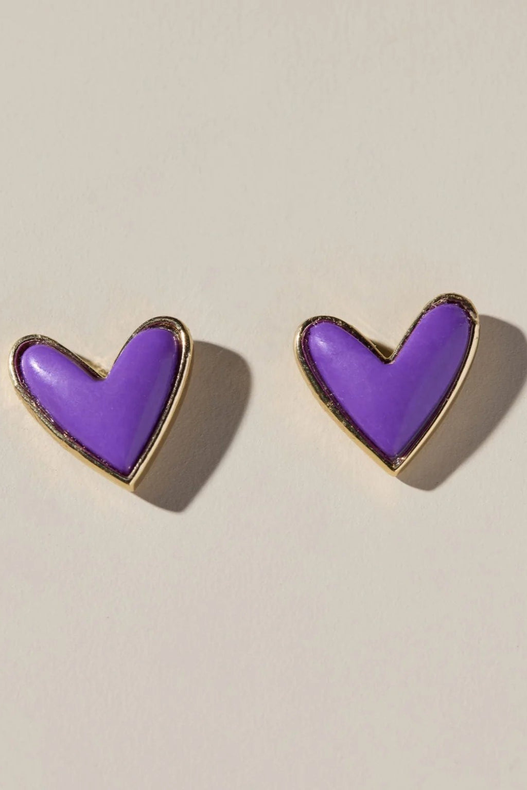 Purple Sweetheart Studs-Gold