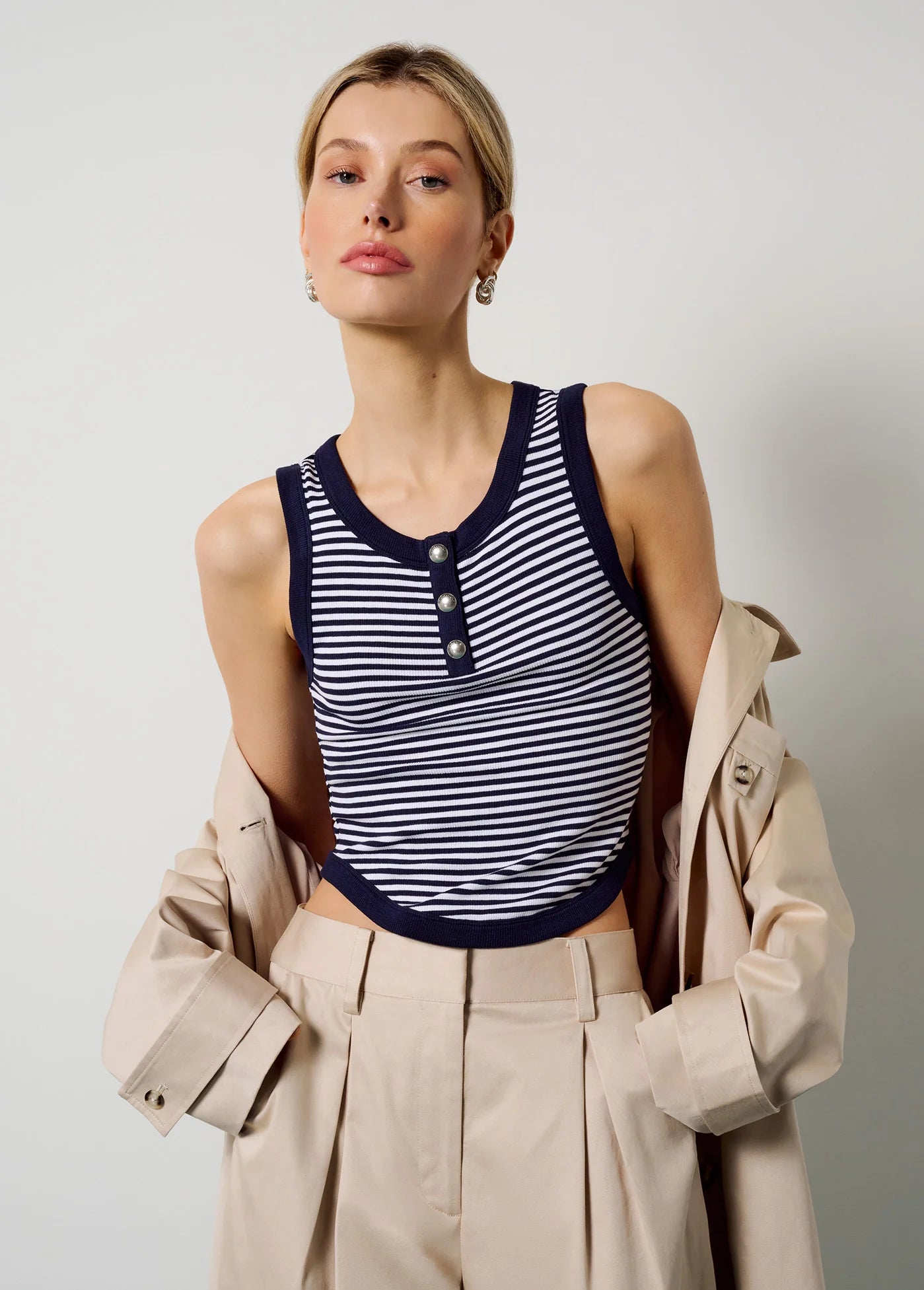 The Foundation Tank- Navy White Stripe