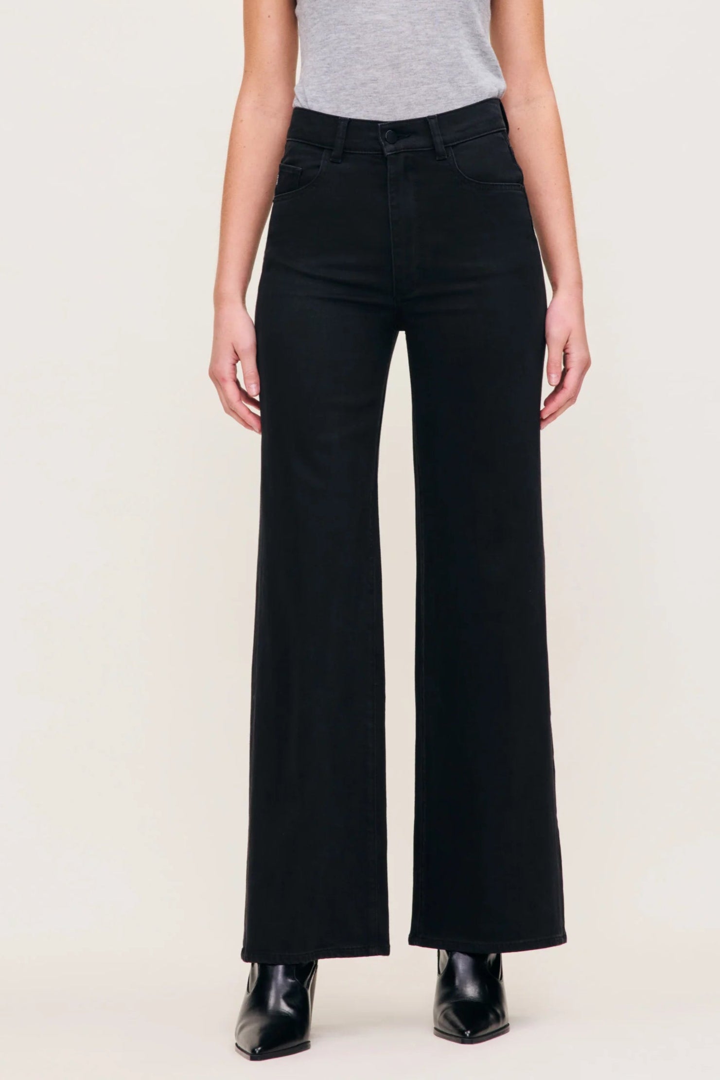 Hepburn Wide Leg High Rise 32" Jeans—Jet Black