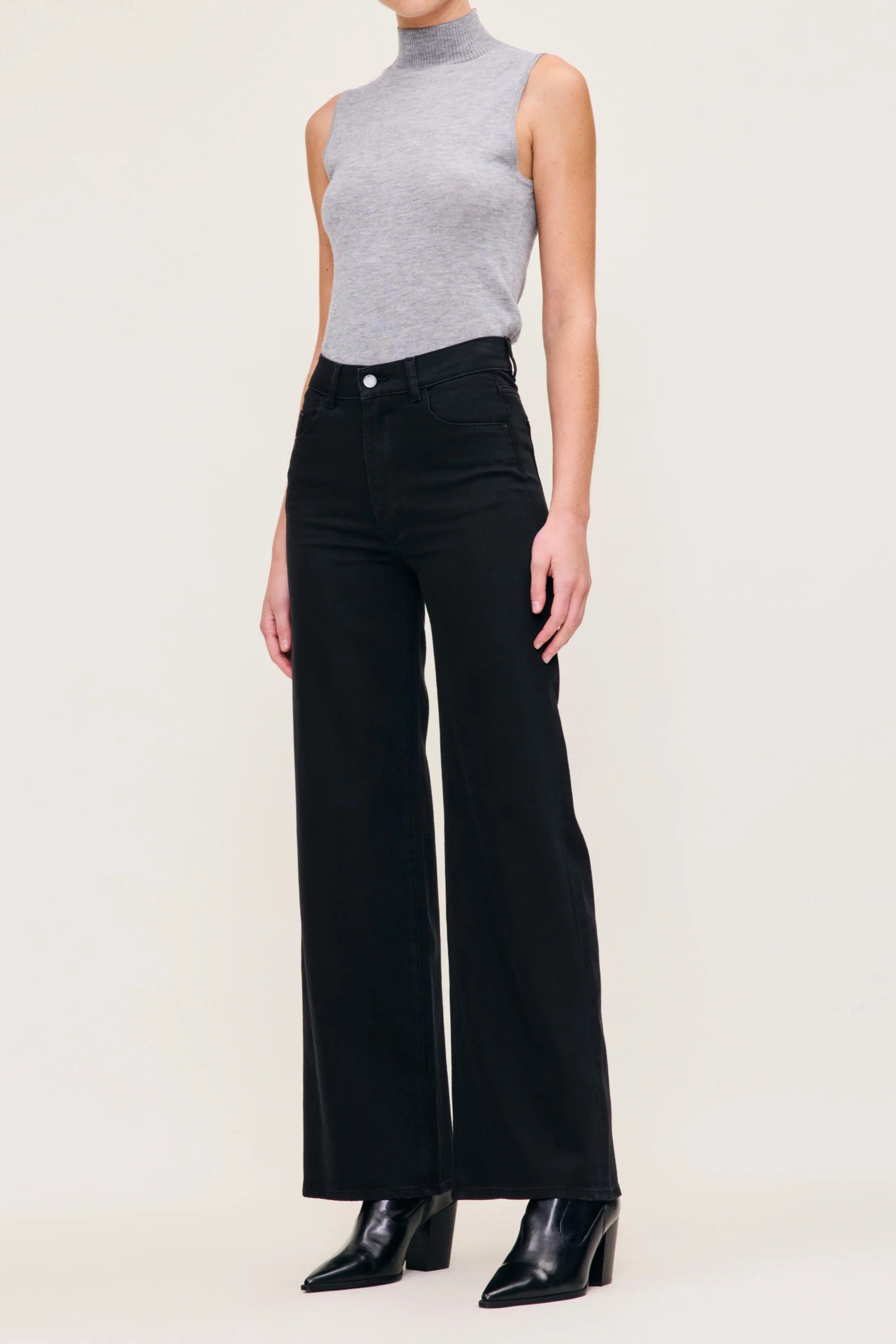 Hepburn Wide Leg High Rise 32" Jeans—Jet Black