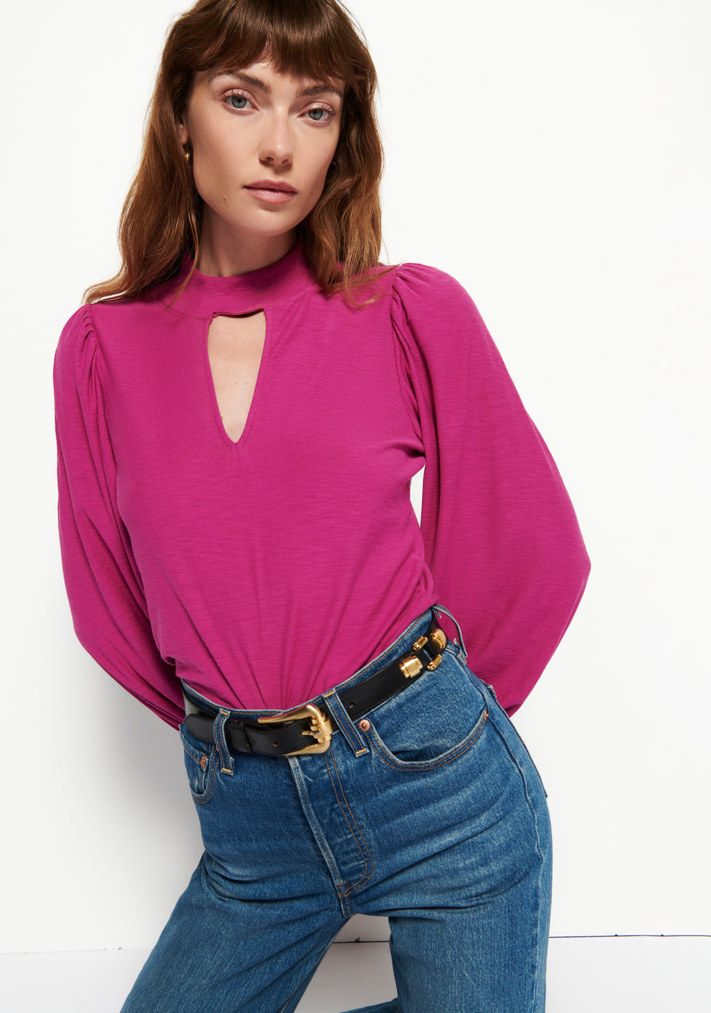 Shelby Cut Out Tee- Miss Magenta