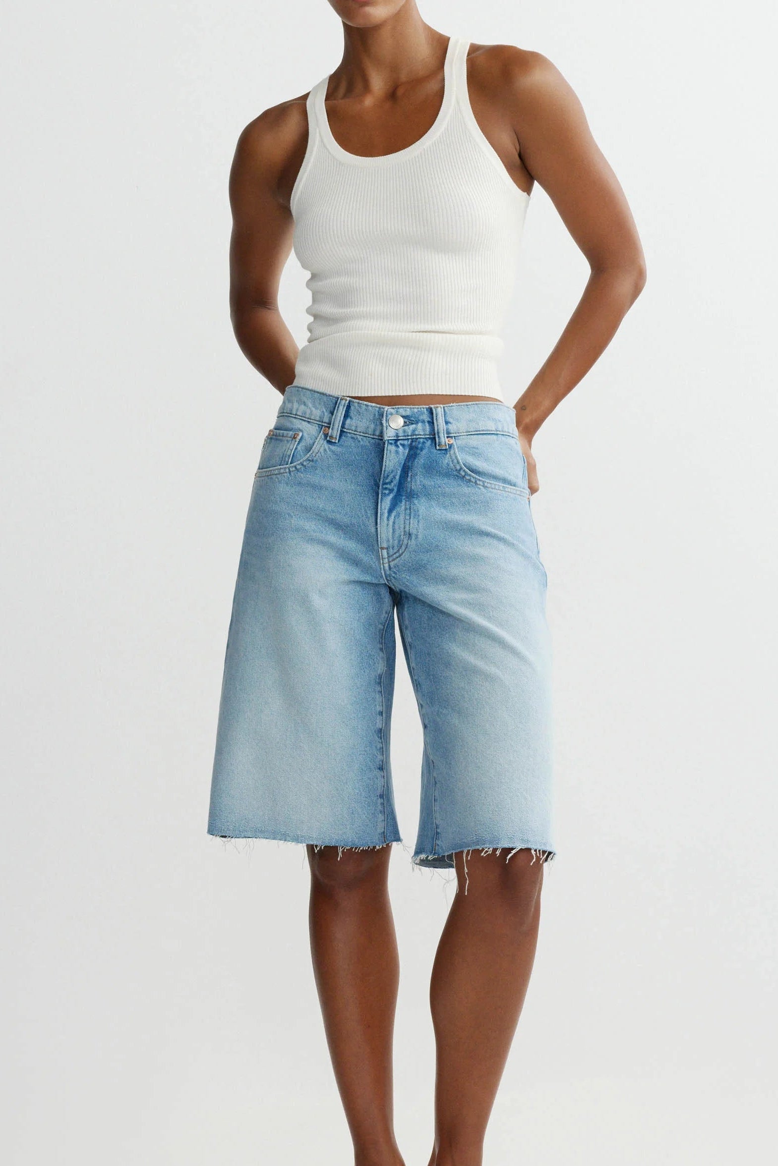 Abby Relaxed Jean Short Low Rise 13"- Bayside