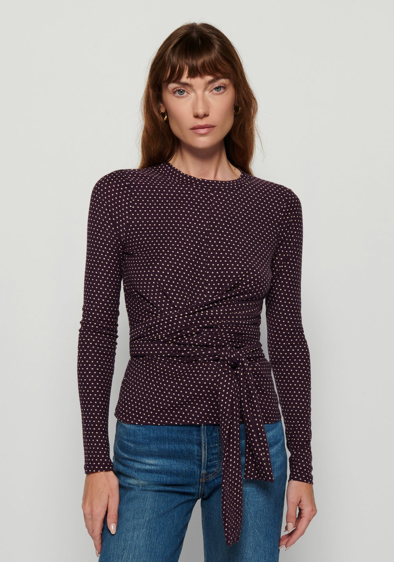 Este Twisted Wrap Top- Vintage Dot **FINAL SALE**