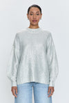 Carleen Mock Neck Relaxed Fit Sweater- Snow Disco