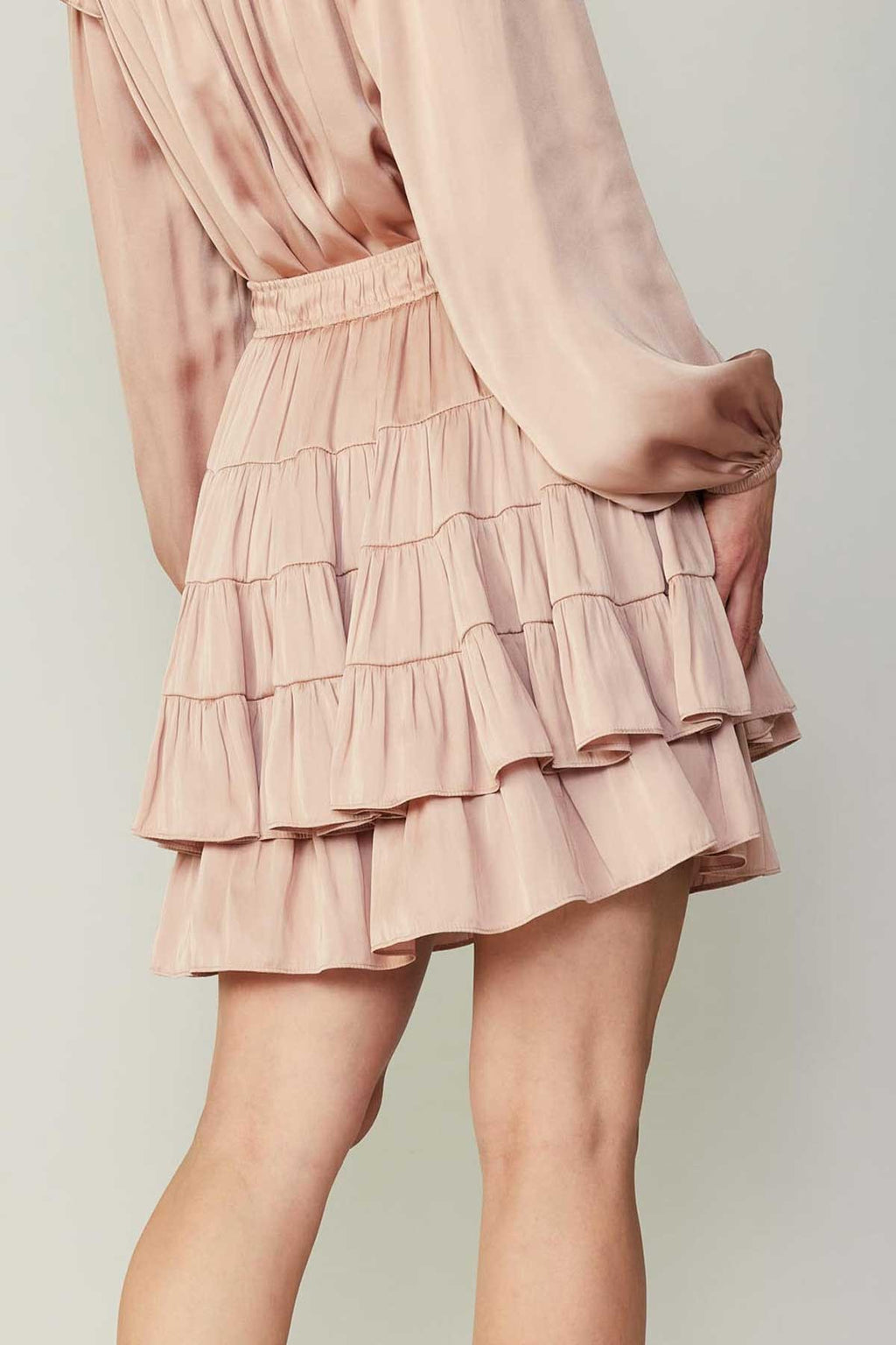 Tiered Mini Skirt- Faded Blush