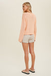 Relaxed Fit Cropped Sweater- Citrus Peach