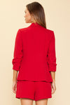 Casual Blazer With Floral Lining- Ruby Red