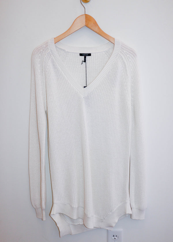 V Neck Raglan Sweater- Ivory
